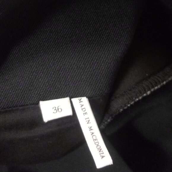 Sandro Pencil Dress Navy Blue Stretch Wool 3/4 Sleeve V Neck Pleat 36 Women S US - Picture 5 of 10